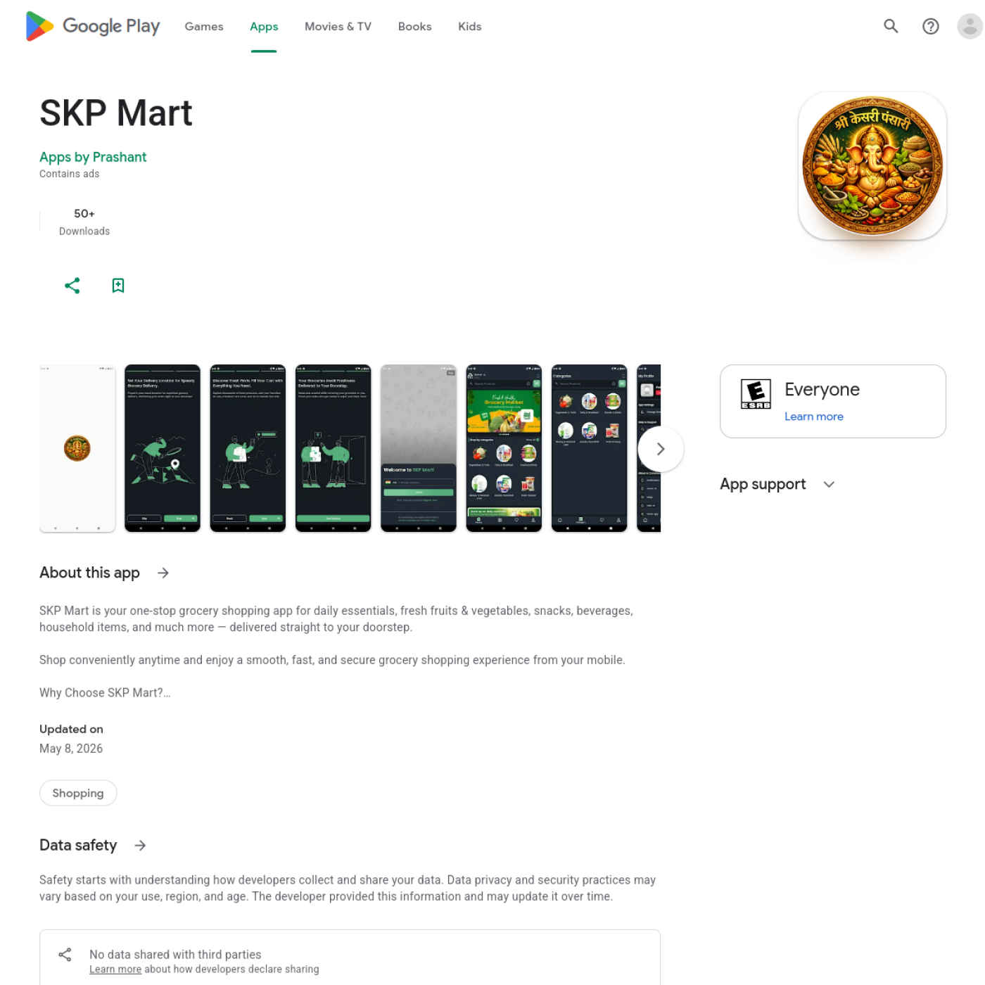 SKP Mart grocery app on Google Play Store